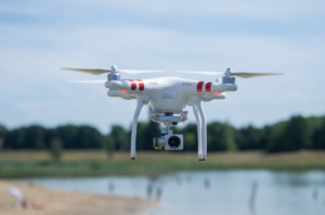 white flying drone